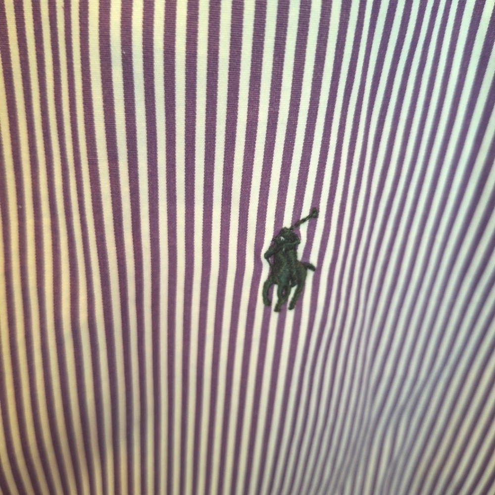 Blue Label Ralph Lauren Office Button Down Shirt in Purple and White XL - Picture 3 of 16